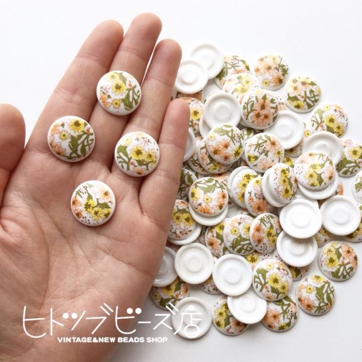 ヴィンテージ花柄カボション