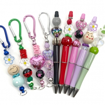 ビーズボールペン、ビーズキーホルダー作り